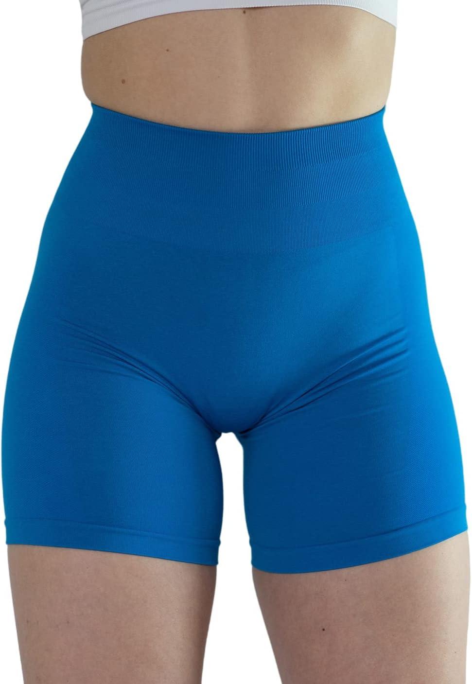 imageAUROLA Intensify Workout Shorts for Women Seamless Scrunch Short Gym Yoga Running Sport Active Exercise Fitness ShortsPackblackPinkDiva Blue