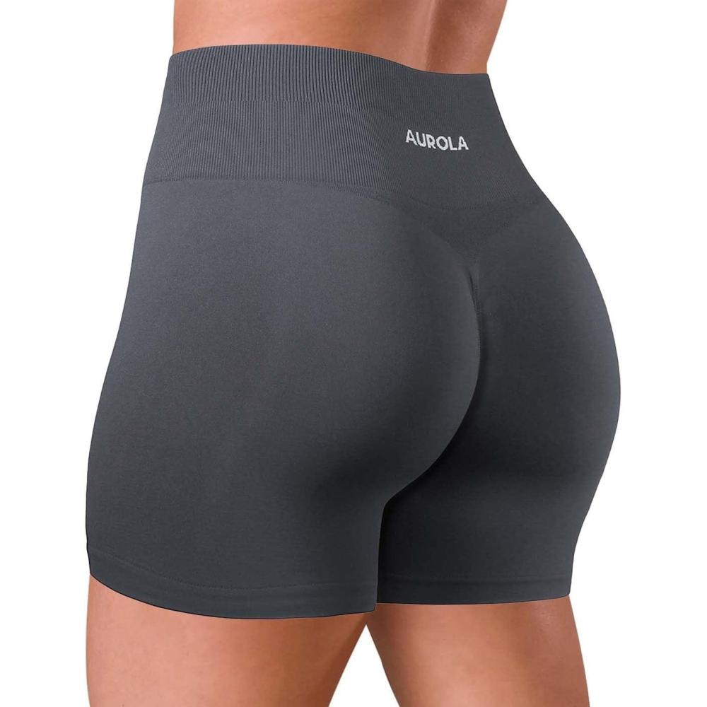 imageAUROLA Dream Tie Dye Workout Shorts for Women Seamless Scrunch Soft Active ShortsAsphalt Grey