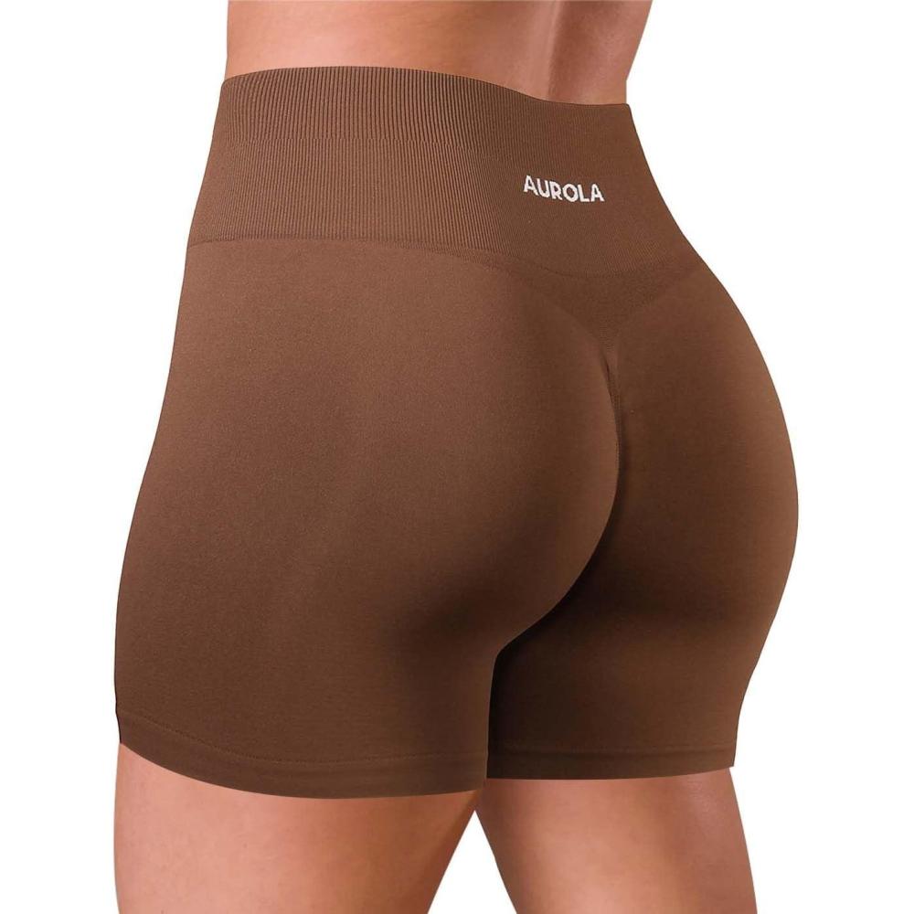 imageAUROLA Dream Tie Dye Workout Shorts for Women Seamless Scrunch Soft Active ShortsCappuccino