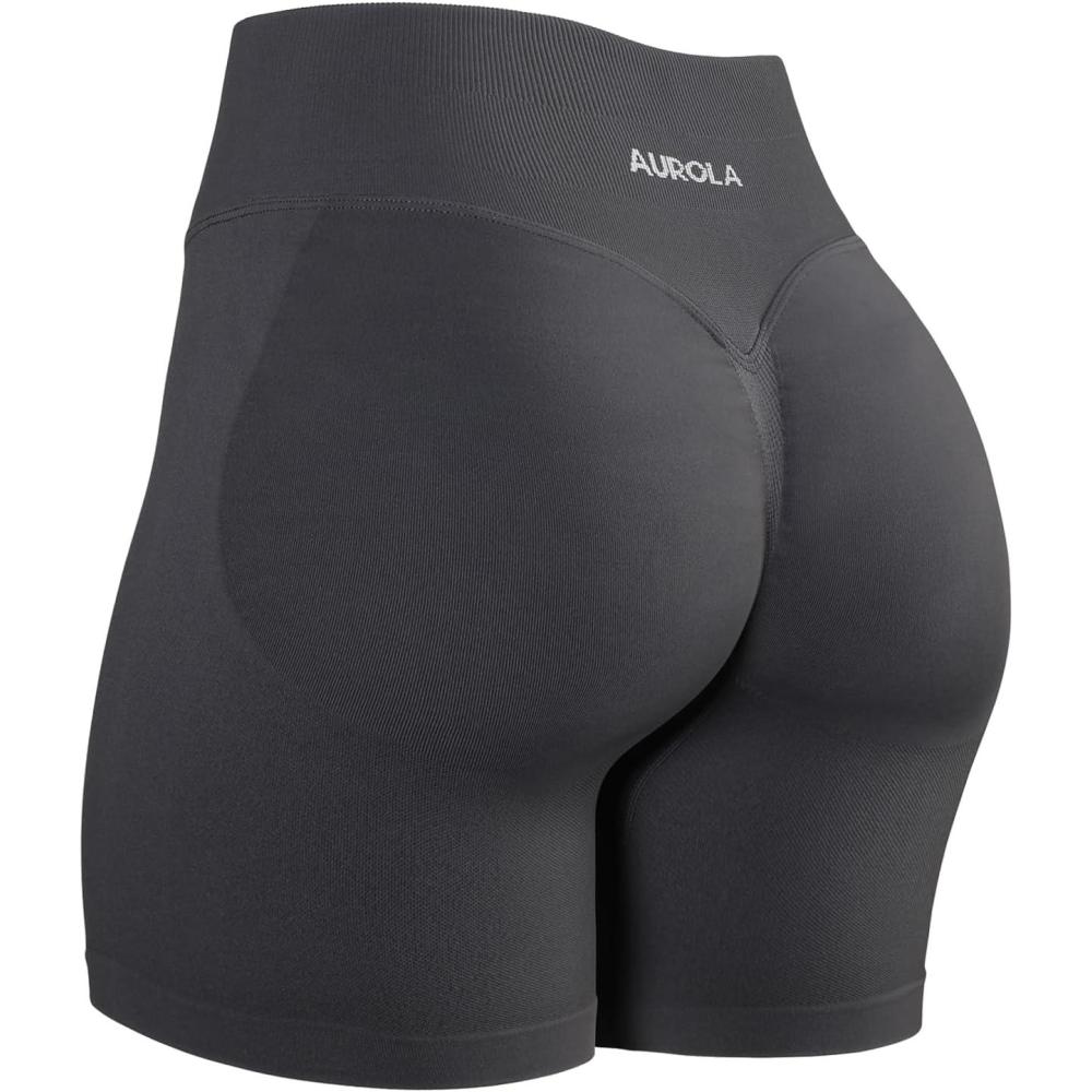 imageAUROLA Dream Tie Dye Workout Shorts for Women Seamless Scrunch Soft Active ShortsDark Grey