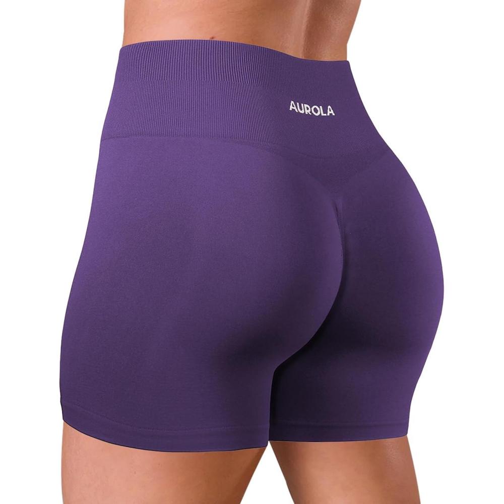 imageAUROLA Dream Tie Dye Workout Shorts for Women Seamless Scrunch Soft Active ShortsGentian Violet