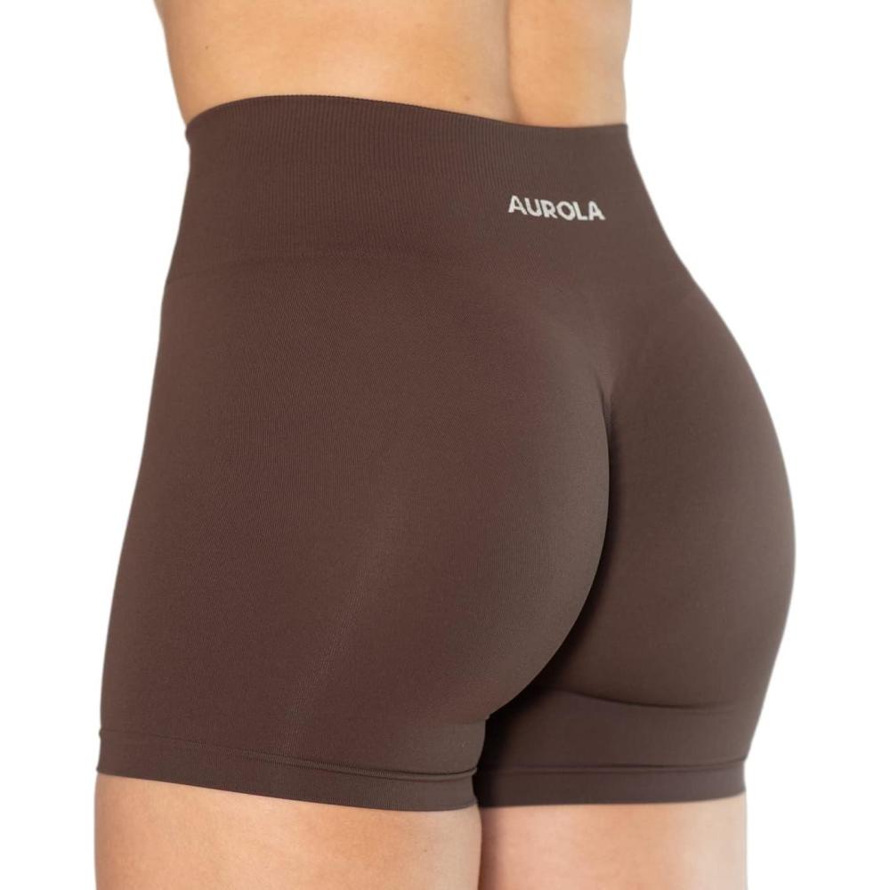 imageAUROLA Dream Tie Dye Workout Shorts for Women Seamless Scrunch Soft Active ShortsJava Coffee