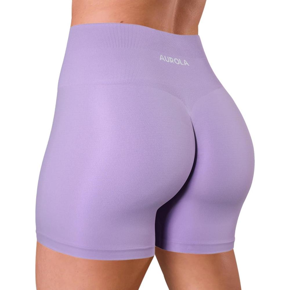 imageAUROLA Dream Tie Dye Workout Shorts for Women Seamless Scrunch Soft Active ShortsLilac Breeze