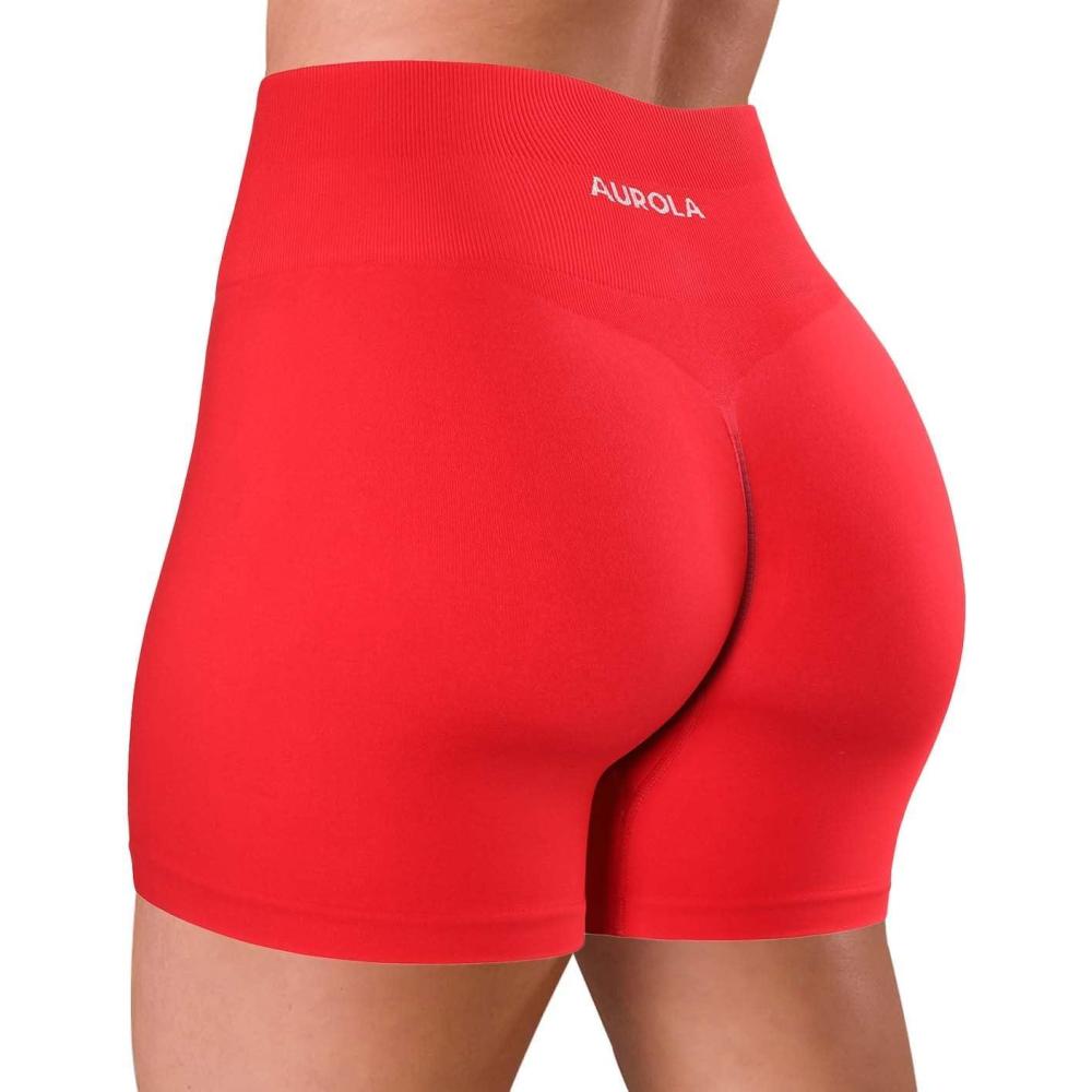 imageAUROLA Dream Tie Dye Workout Shorts for Women Seamless Scrunch Soft Active ShortsLychee