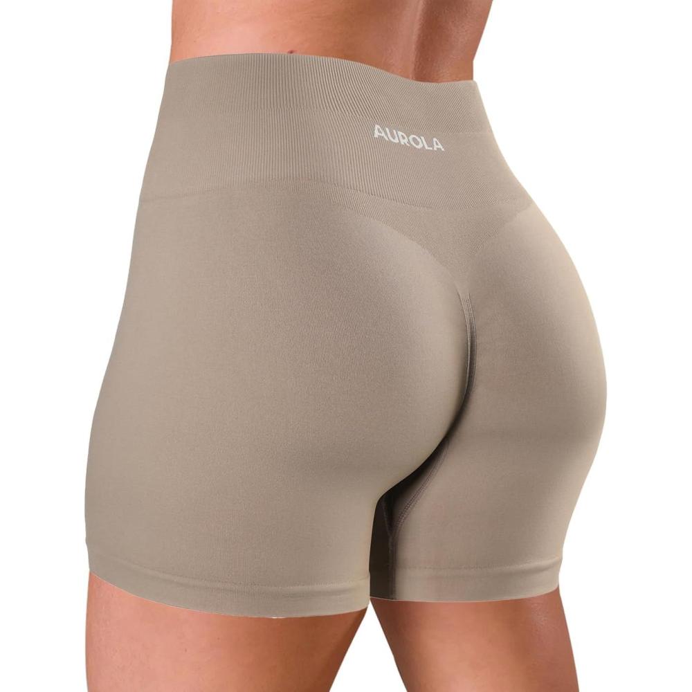 imageAUROLA Dream Tie Dye Workout Shorts for Women Seamless Scrunch Soft Active ShortsNatural