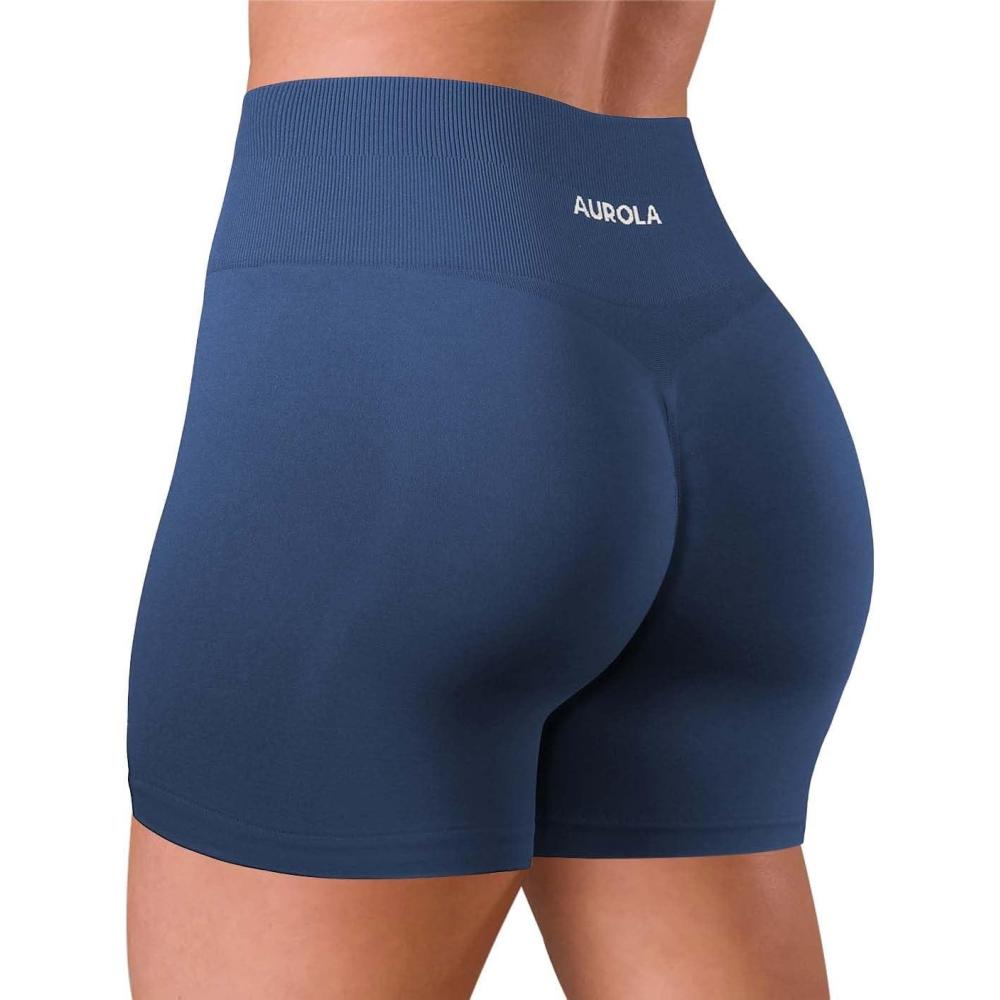 imageAUROLA Dream Tie Dye Workout Shorts for Women Seamless Scrunch Soft Active ShortsNaval Academy