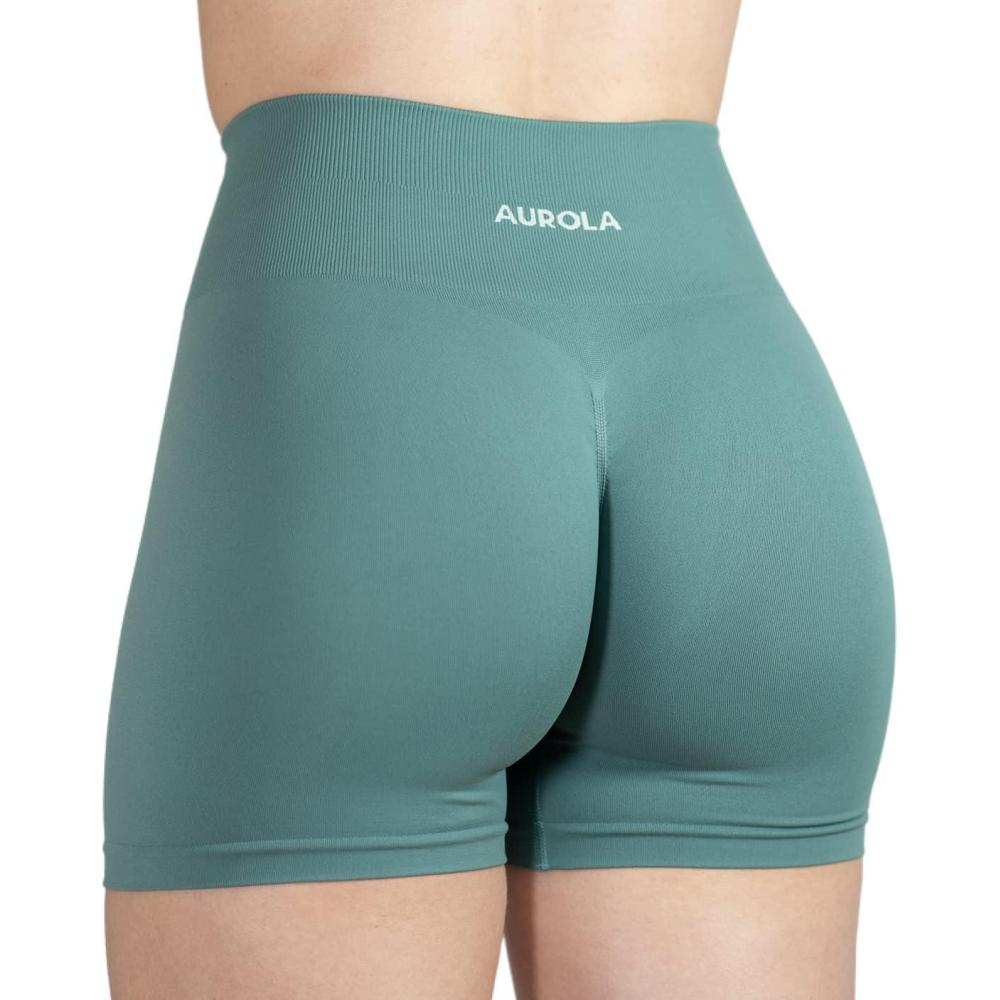 imageAUROLA Dream Tie Dye Workout Shorts for Women Seamless Scrunch Soft Active ShortsSagebrush Green