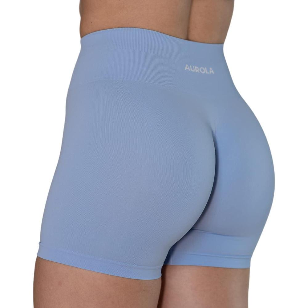 imageAUROLA Dream Tie Dye Workout Shorts for Women Seamless Scrunch Soft Active ShortsSerenity Blue