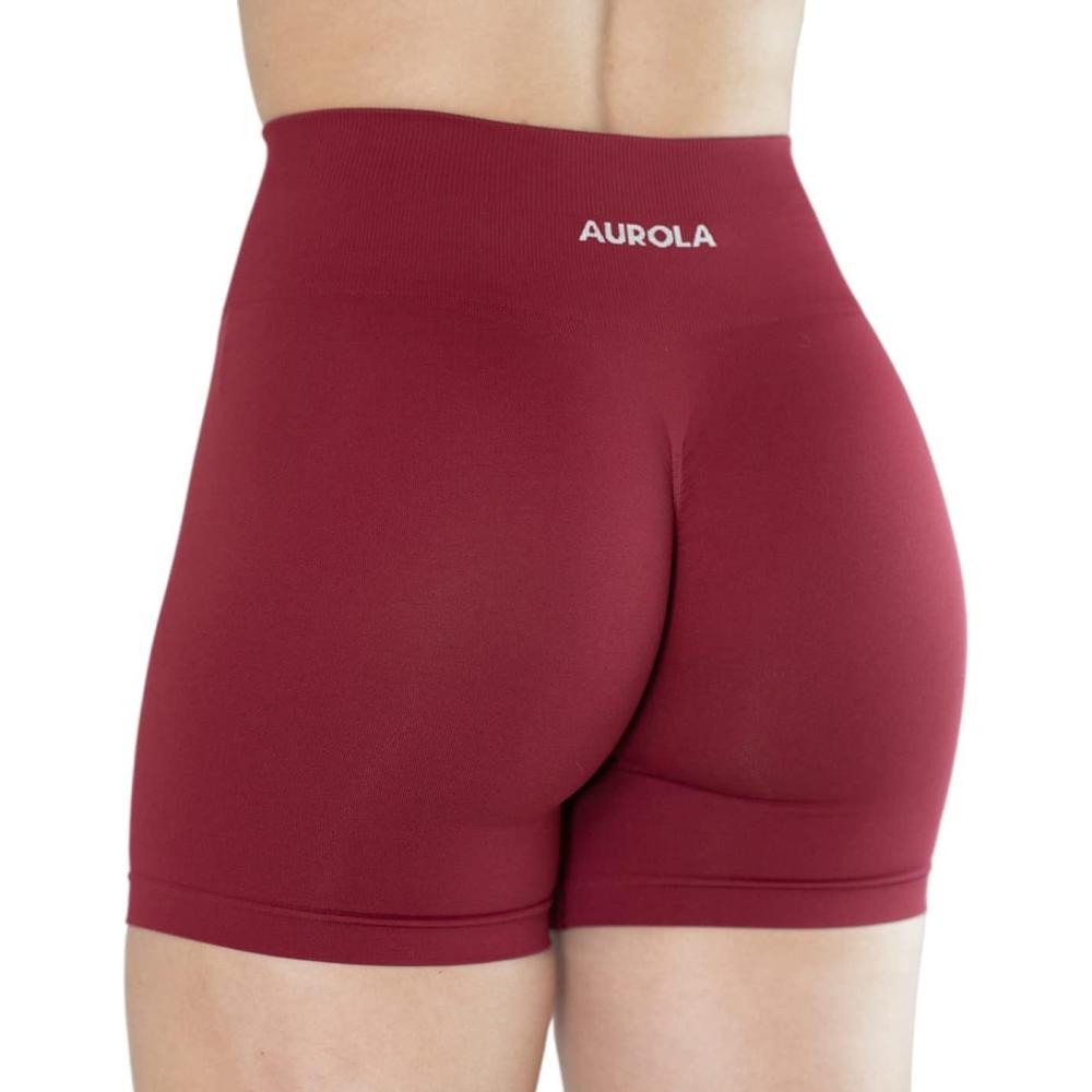 imageAUROLA Dream Tie Dye Workout Shorts for Women Seamless Scrunch Soft Active ShortsTibetan Red