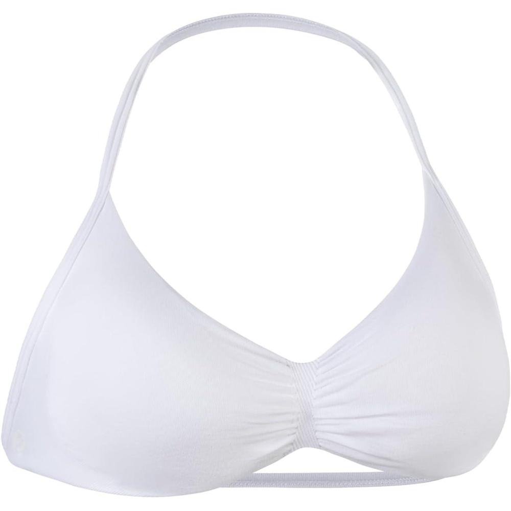 imageAUROLA Influence Strappy Bra Sports Bras for Women Backless Padded Impact Strappy Bra Workout Gym Yoga with Removable CupsCrescent White