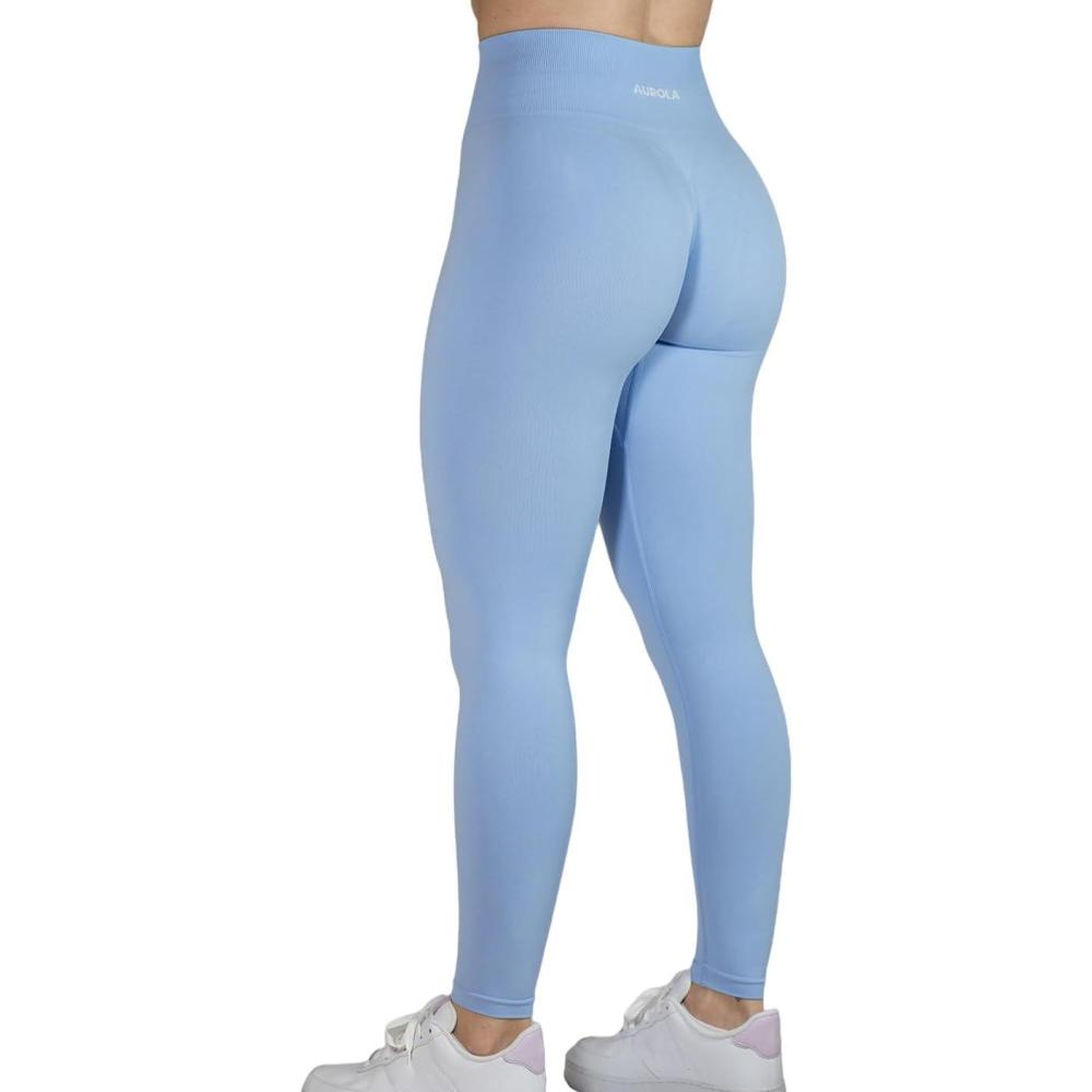 imageAUROLA Influence Workout Leggings for Women Seamless Compression Tummy Control Leggings Mid Rise Yoga PantsSerenity Blue
