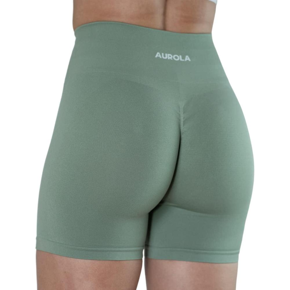 imageAUROLA Intensify Workout Shorts for Women Seamless Scrunch Short Gym Yoga Running Sport Active Exercise Fitness ShortsIceberg Green