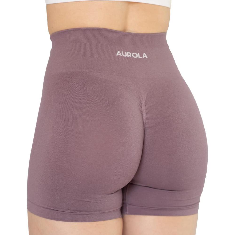 imageAUROLA Intensify Workout Shorts for Women Seamless Scrunch Short Gym Yoga Running Sport Active Exercise Fitness ShortsOld Rose