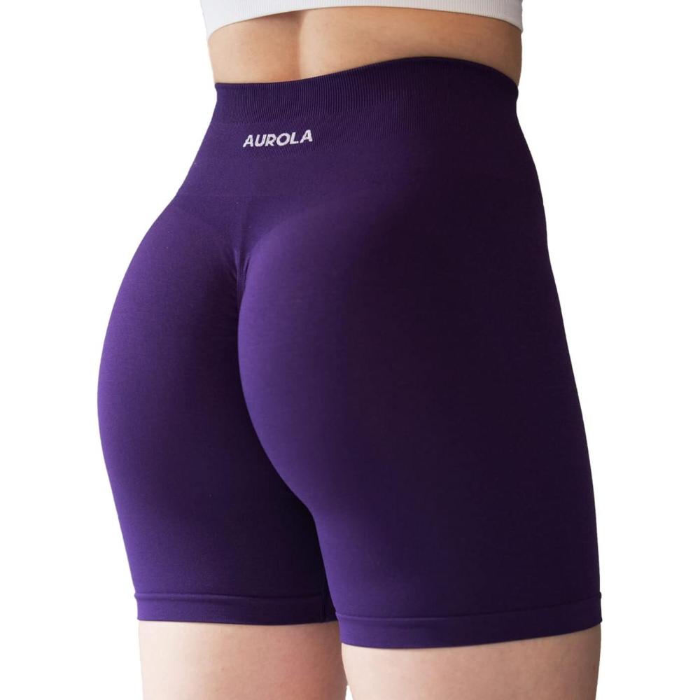 imageAUROLA Intensify Workout Shorts for Women Seamless Scrunch Short Gym Yoga Running Sport Active Exercise Fitness ShortsPetunia