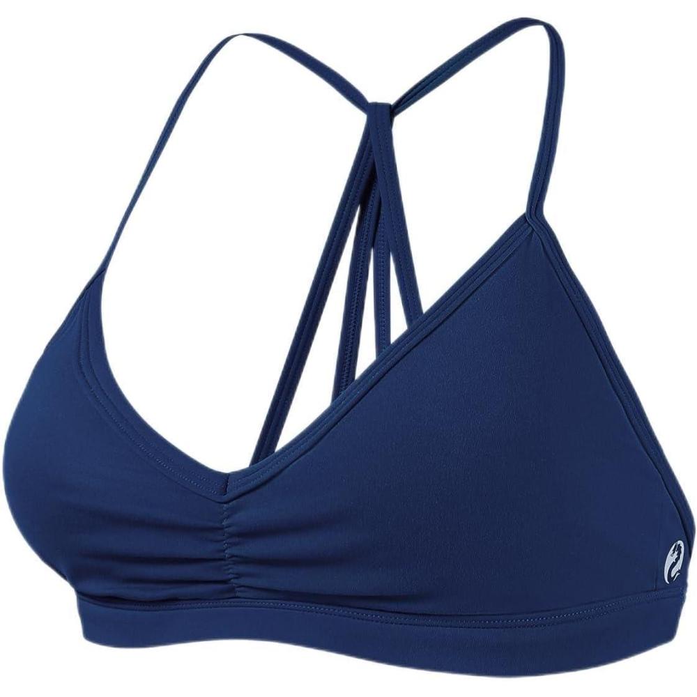 imageAUROLA Mercury Workout Sports Bras Women Athletic Removable Padded Backless Strapy Minimal Crop TopEnsign Blue