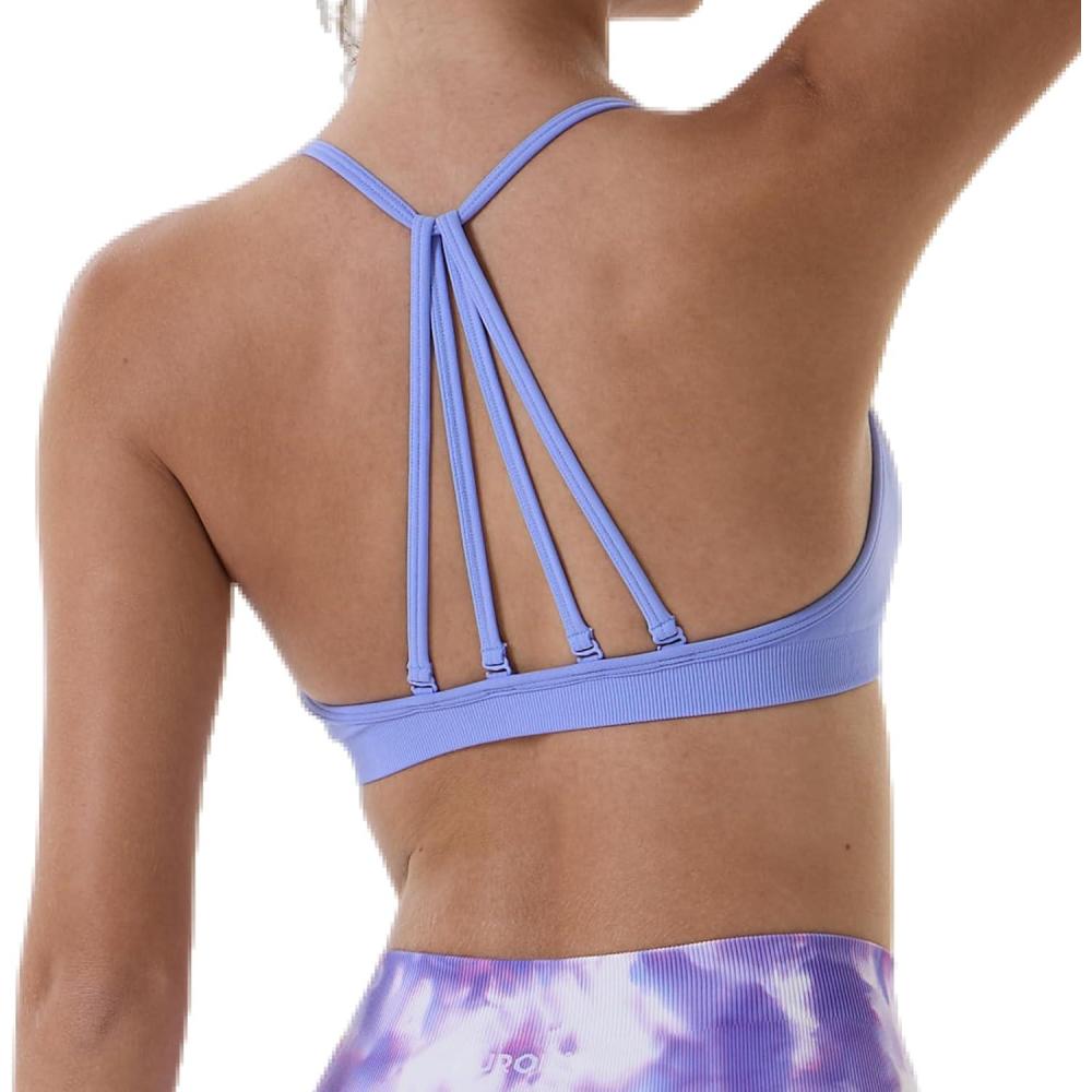 imageAUROLA Mercury Workout Sports Bras Women Athletic Removable Padded Backless Strapy Minimal Crop TopSeamless Jacaranda