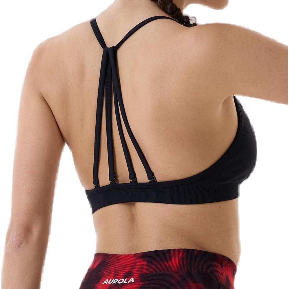imageAUROLA Mercury Workout Sports Bras Women Athletic Removable Padded Backless Strapy Minimal Crop TopSeamlessblack
