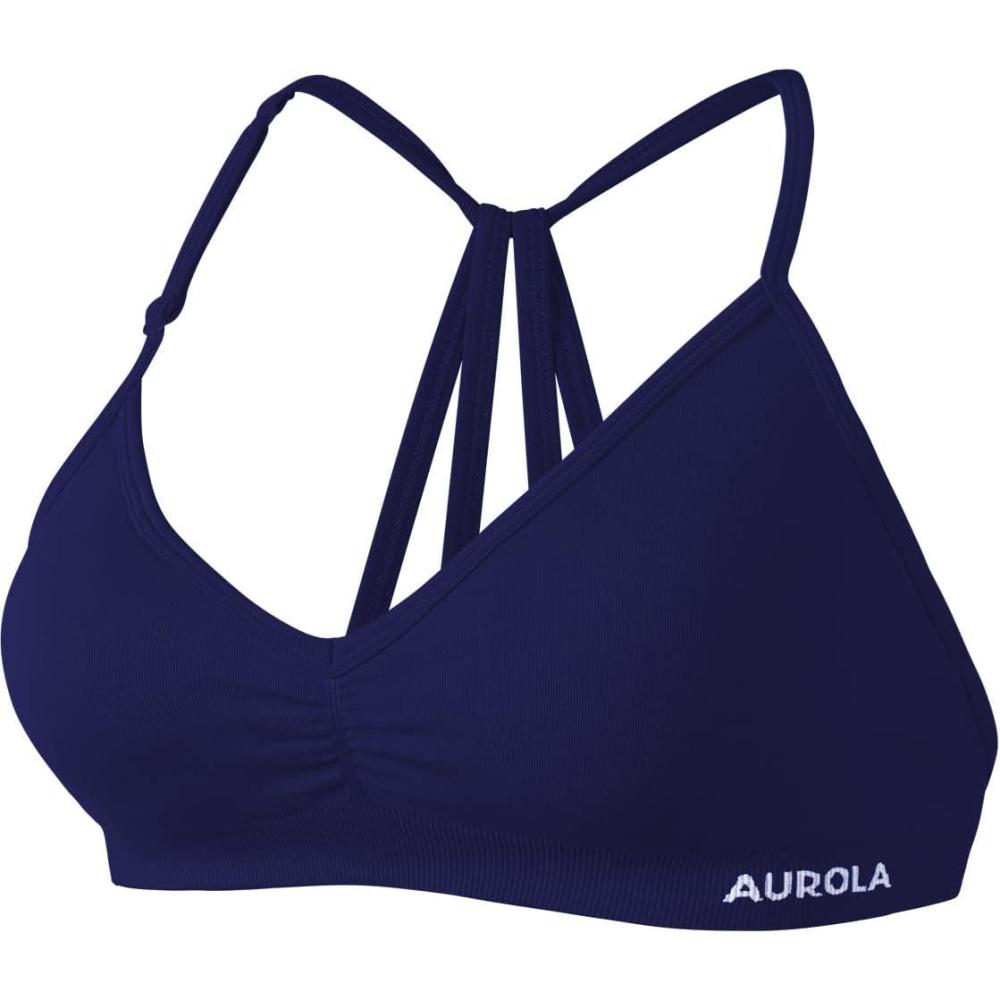 imageAUROLA Mercury Workout Sports Bras Women Athletic Removable Padded Backless Strapy Minimal Crop TopSeamlessnaval Academy