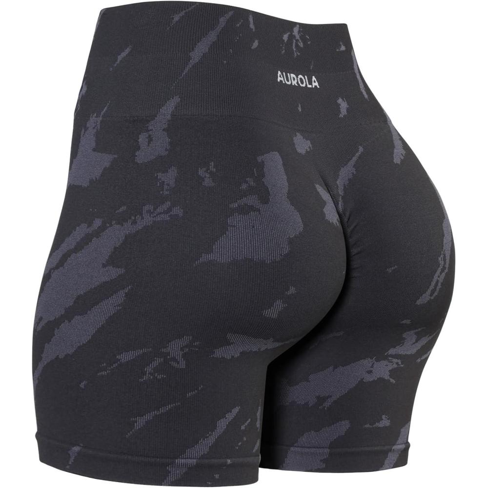 imageAUROLA Serpent Seamless Scrunch Workout Shorts for WomenTummy Control Squat Proof Ribbed Thick Active Gym ShortChestnut Brown