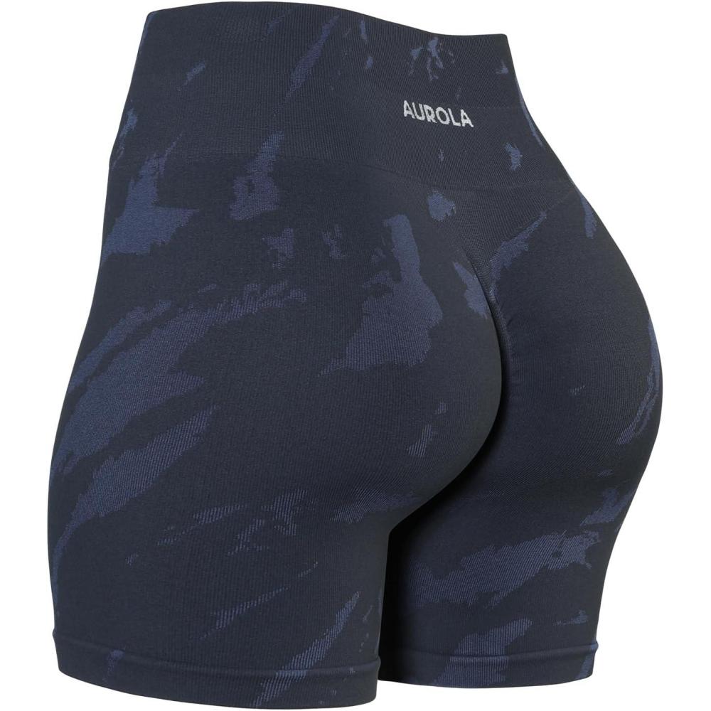 imageAUROLA Serpent Seamless Scrunch Workout Shorts for WomenTummy Control Squat Proof Ribbed Thick Active Gym ShortDark Grey