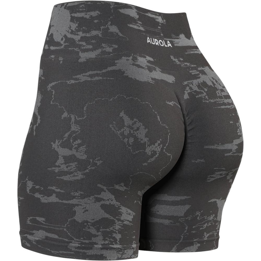 imageAUROLA Serpent Seamless Scrunch Workout Shorts for WomenTummy Control Squat Proof Ribbed Thick Active Gym ShortDark Taupe