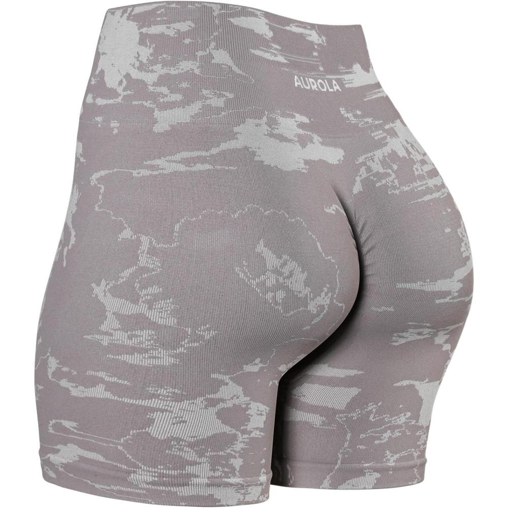 imageAUROLA Serpent Seamless Scrunch Workout Shorts for WomenTummy Control Squat Proof Ribbed Thick Active Gym ShortRiverstone