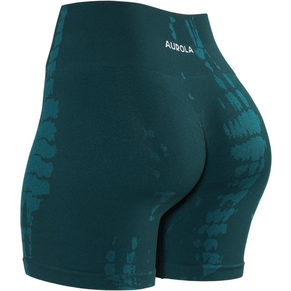 imageAUROLA Serpent Seamless Scrunch Workout Shorts for WomenTummy Control Squat Proof Ribbed Thick Active Gym ShortSerpent Ponderosa Green