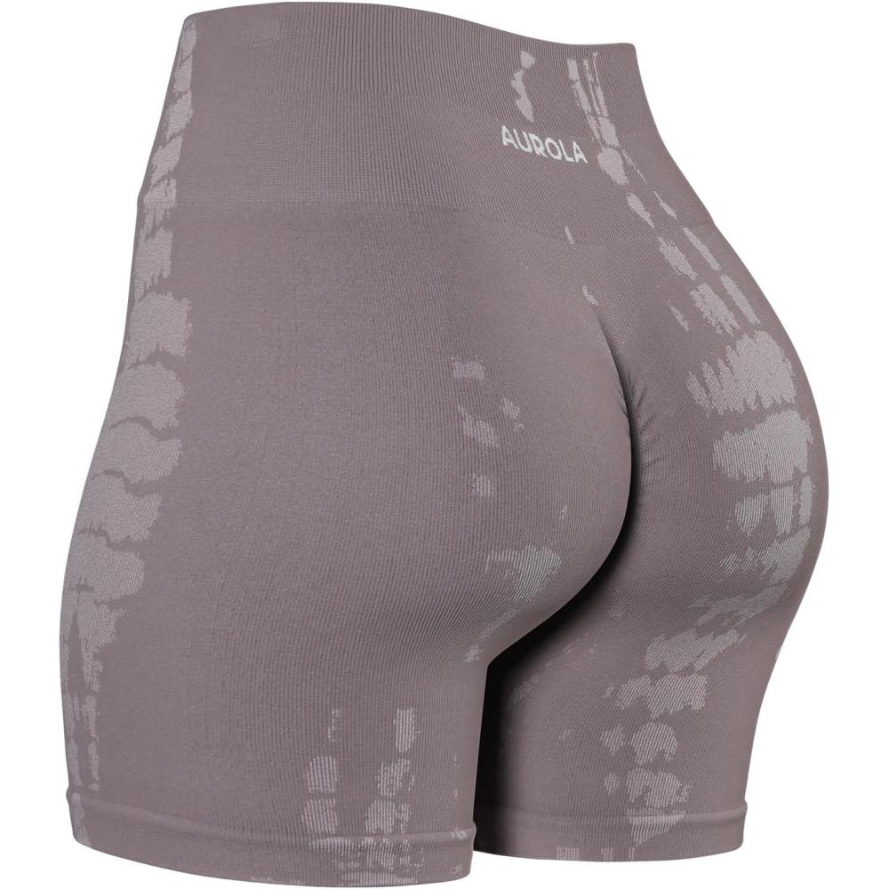 imageAUROLA Serpent Seamless Scrunch Workout Shorts for WomenTummy Control Squat Proof Ribbed Thick Active Gym ShortSerpent Purple Dove