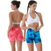 AUROLA Dream Tie Dye Workout Shorts for Women Seamless Scrunch Soft Active Shorts(Blue Fire Tie Dye)