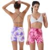 AUROLA Dream Tie Dye Workout Shorts for Women Seamless Scrunch Soft Active Shorts(Deep Red Tie Dye)