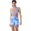 AUROLA Dream Tie Dye Workout Shorts for Women Seamless Scrunch Soft Active Shorts(White-diva Blue Tie Dye)