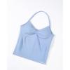 AUROLA Influence Longline Strappy Workout Halter Tops for Women,Removable Cups Padded Bras Impact Gym Yoga Sleeveless Top(Airy Blue)