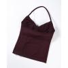 AUROLA Influence Longline Strappy Workout Halter Tops for Women,Removable Cups Padded Bras Impact Gym Yoga Sleeveless Top(Black Cherry)