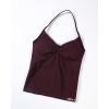 AUROLA Influence Longline Strappy Workout Halter Tops for Women,Removable Cups Padded Bras Impact Gym Yoga Sleeveless Top(Black Cherry)