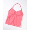 AUROLA Influence Longline Strappy Workout Halter Tops for Women,Removable Cups Padded Bras Impact Gym Yoga Sleeveless Top(Bubblegum)