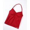 AUROLA Influence Longline Strappy Workout Halter Tops for Women,Removable Cups Padded Bras Impact Gym Yoga Sleeveless Top(Chili Red)