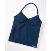 AUROLA Influence Longline Strappy Workout Halter Tops for Women,Removable Cups Padded Bras Impact Gym Yoga Sleeveless Top(Ensign Blue)