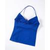 AUROLA Influence Longline Strappy Workout Halter Tops for Women,Removable Cups Padded Bras Impact Gym Yoga Sleeveless Top(Klein Blue)