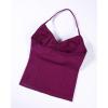 AUROLA Influence Longline Strappy Workout Halter Tops for Women,Removable Cups Padded Bras Impact Gym Yoga Sleeveless Top(Magenta)