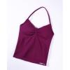 AUROLA Influence Longline Strappy Workout Halter Tops for Women,Removable Cups Padded Bras Impact Gym Yoga Sleeveless Top(Magenta)