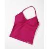 AUROLA Influence Longline Strappy Workout Halter Tops for Women,Removable Cups Padded Bras Impact Gym Yoga Sleeveless Top(Vivid Cerise)