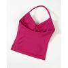 AUROLA Influence Longline Strappy Workout Halter Tops for Women,Removable Cups Padded Bras Impact Gym Yoga Sleeveless Top(Vivid Cerise)