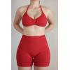 AUROLA Influence Strappy Bra Sports Bras for Women, Backless Padded Impact Strappy Bra Workout Gym Yoga with Removable Cups(Chili Red)