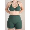 AUROLA Influence Strappy Bra Sports Bras for Women, Backless Padded Impact Strappy Bra Workout Gym Yoga with Removable Cups(Eden Green)