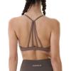 AUROLA Mercury Workout Sports Bras Women Athletic Removable Padded Backless Strapy Minimal Crop Top(Coffee)