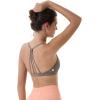 AUROLA Mercury Workout Sports Bras Women Athletic Removable Padded Backless Strapy Minimal Crop Top(Floral-coffee)