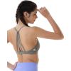 AUROLA Mercury Workout Sports Bras Women Athletic Removable Padded Backless Strapy Minimal Crop Top(Floral-khaki)