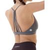 AUROLA Mercury Workout Sports Bras Women Athletic Removable Padded Backless Strapy Minimal Crop Top(Ice Flower Dark Grey)