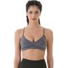 AUROLA Mercury Workout Sports Bras Women Athletic Removable Padded Backless Strapy Minimal Crop Top(Ice Flower Dark Grey)