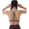 AUROLA Mercury Workout Sports Bras Women Athletic Removable Padded Backless Strapy Minimal Crop Top(Ice Flower Dark Grey)